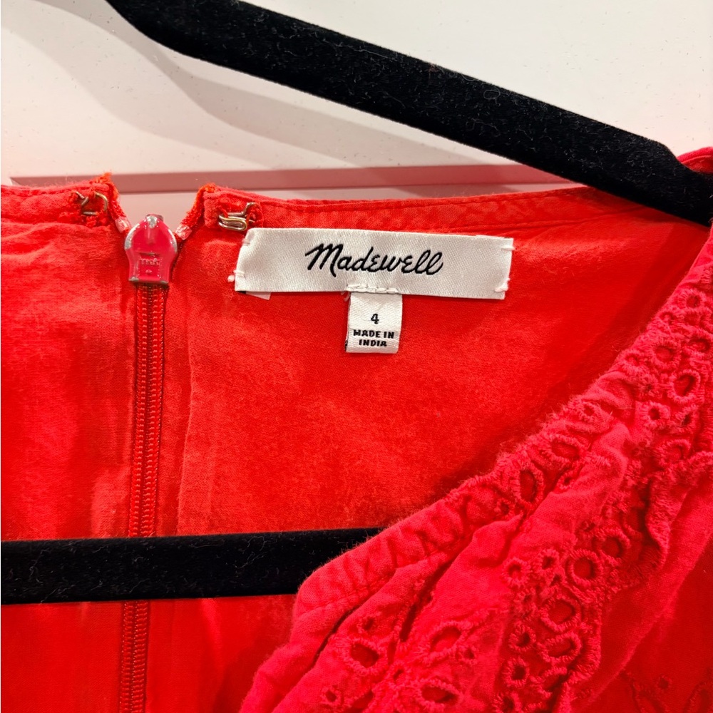 Madewell Midi Red Embroidered Dress - Picture 2 of 2